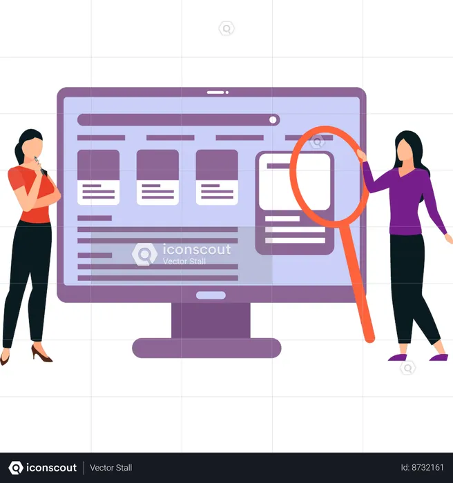 Employees are checking Web search results  Illustration