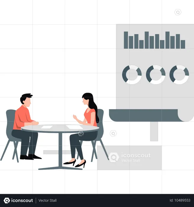 Employees are discussing about presentation report  Illustration