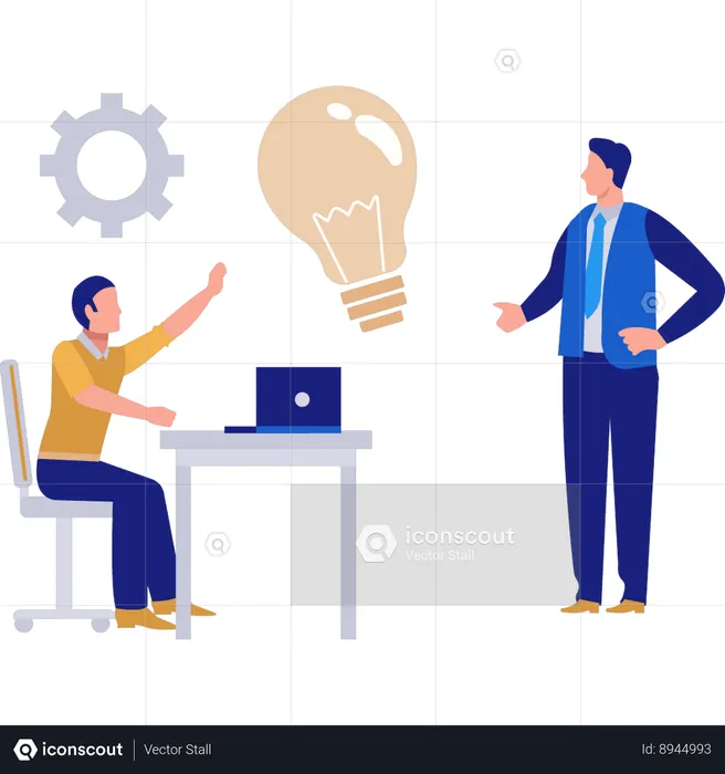 Employees are discussing business ideas  Illustration