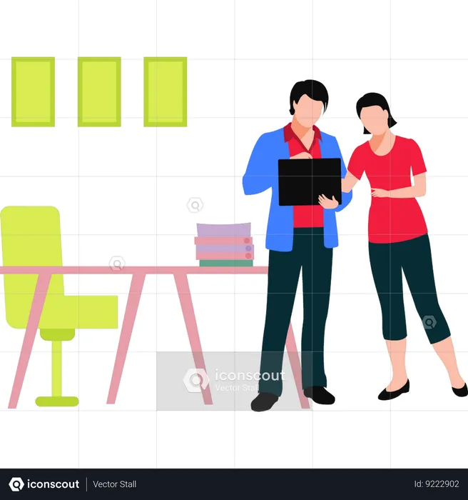 Employees are discussing business tasks  Illustration