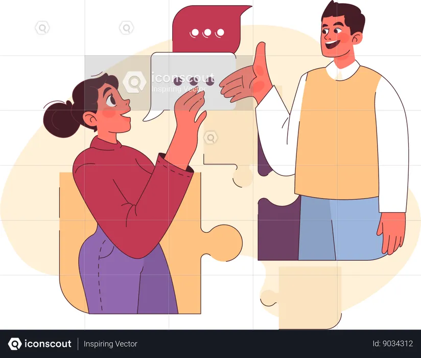 Employees are discussing company's growth  Illustration