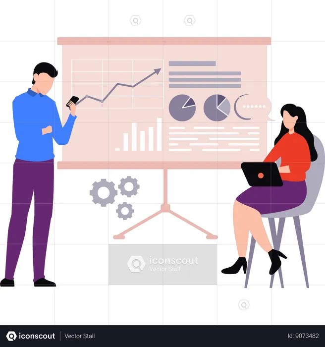 Employees are doing business presentation  Illustration