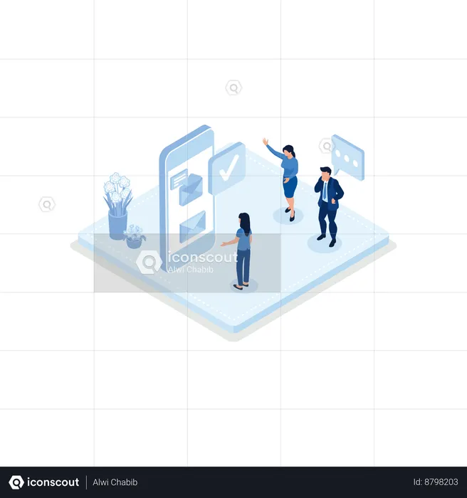 Employees are doing email promotion  Illustration