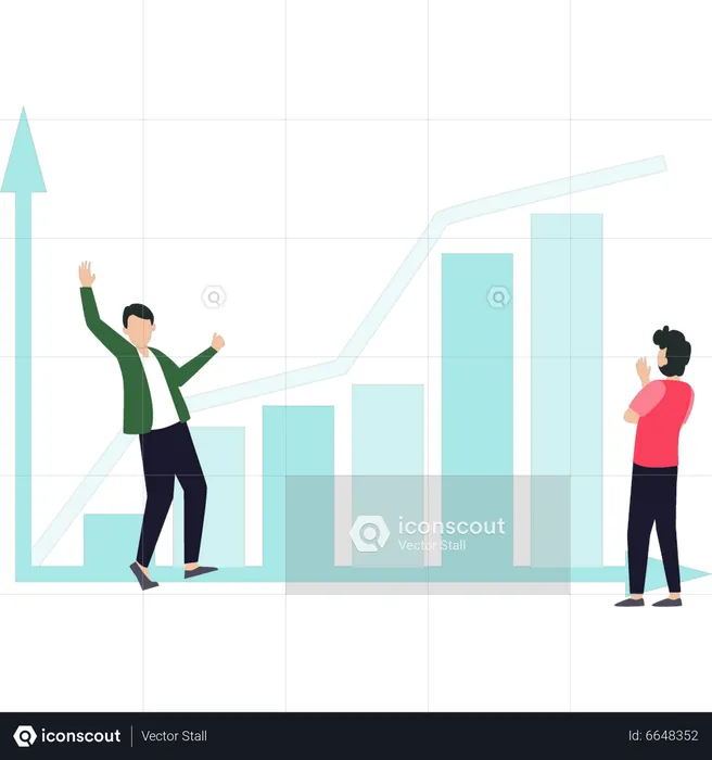 Employees are happy to see the increase in the graph  Illustration
