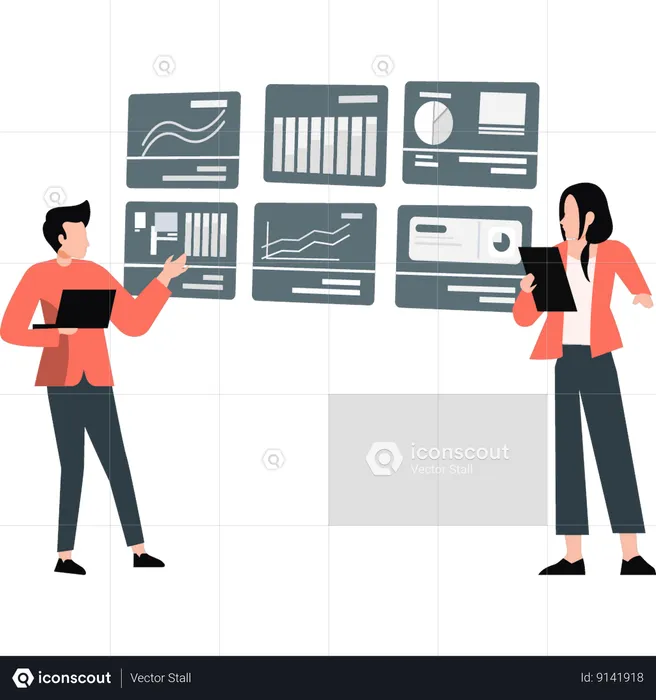 Employees are presenting business data  Illustration