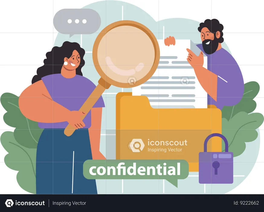 Employees are searching for confidential data  Illustration