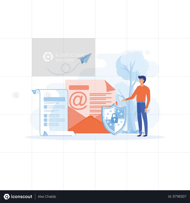 Employees are securing emails  Illustration