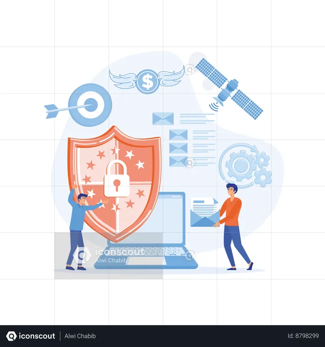 Employees are securing their personal data  Illustration