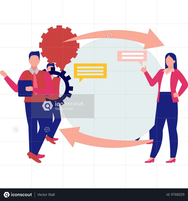 Employees are sharing their opinions with boss  Illustration