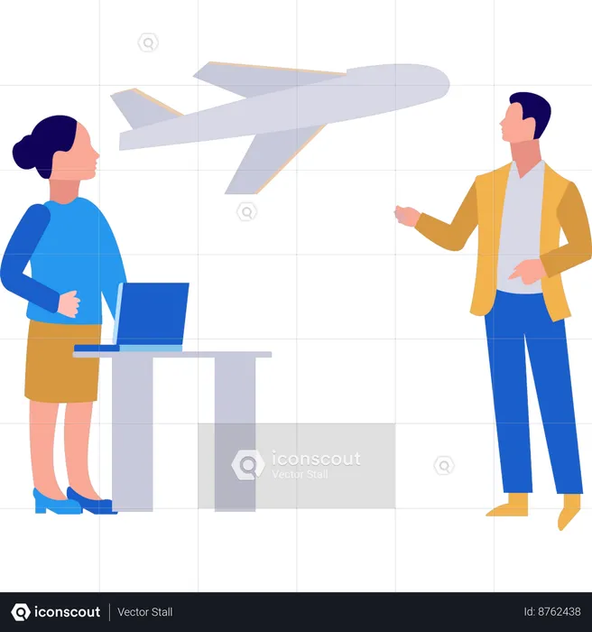 Employees are talking about business trip  Illustration