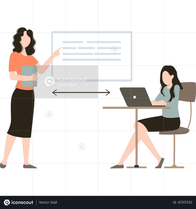 Employees are talking to each other on a safe distance  Illustration