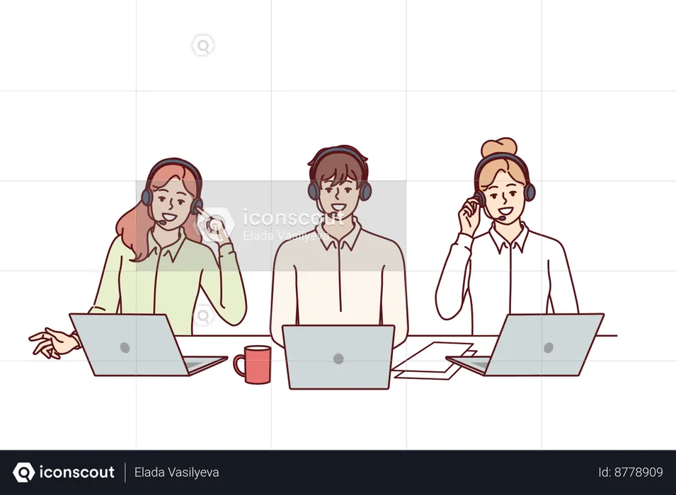 Employees are working in call center  Illustration