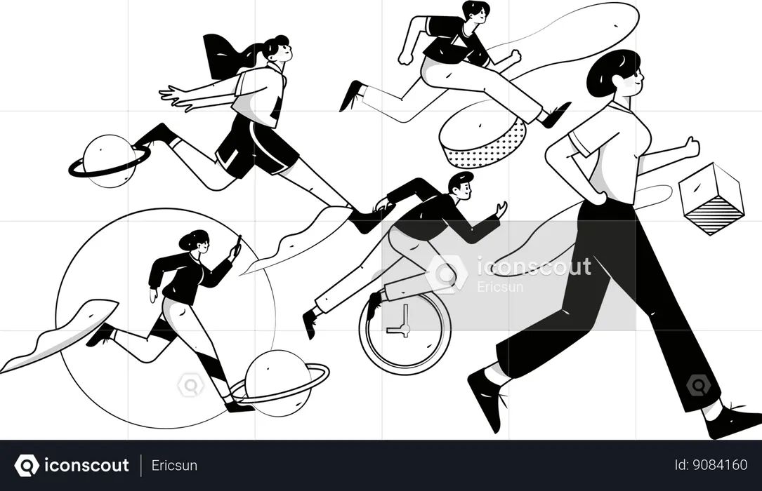 Employees are working in hurry to reach targets  Illustration