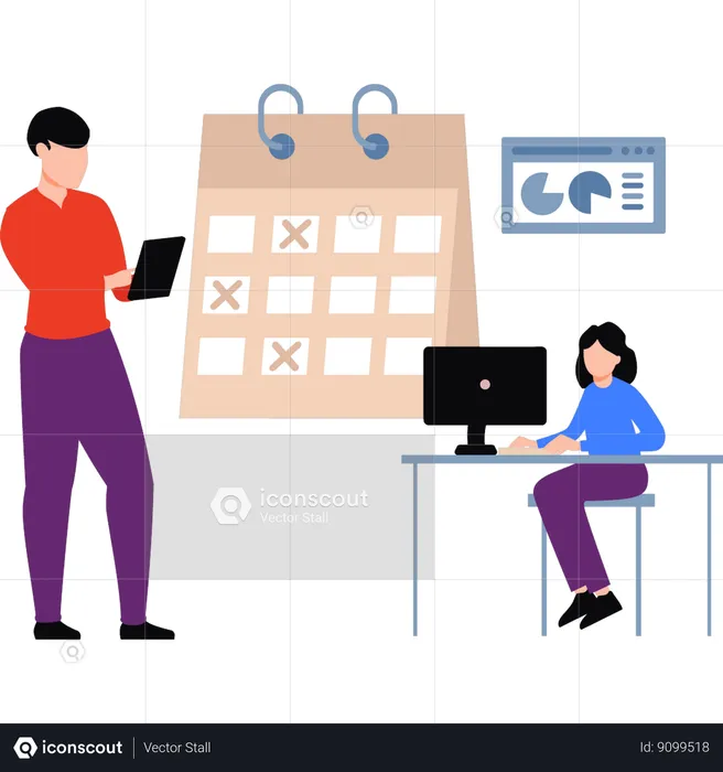 Employees are working on deadline  Illustration