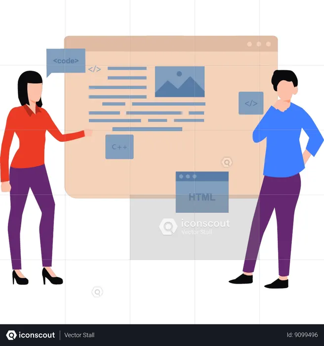 Employees are working on site coding  Illustration