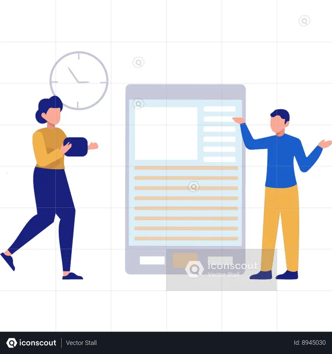 Employees are working on time management  Illustration