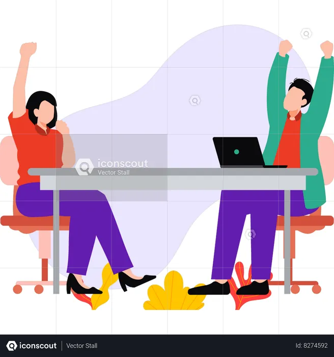 Employees are working together  Illustration