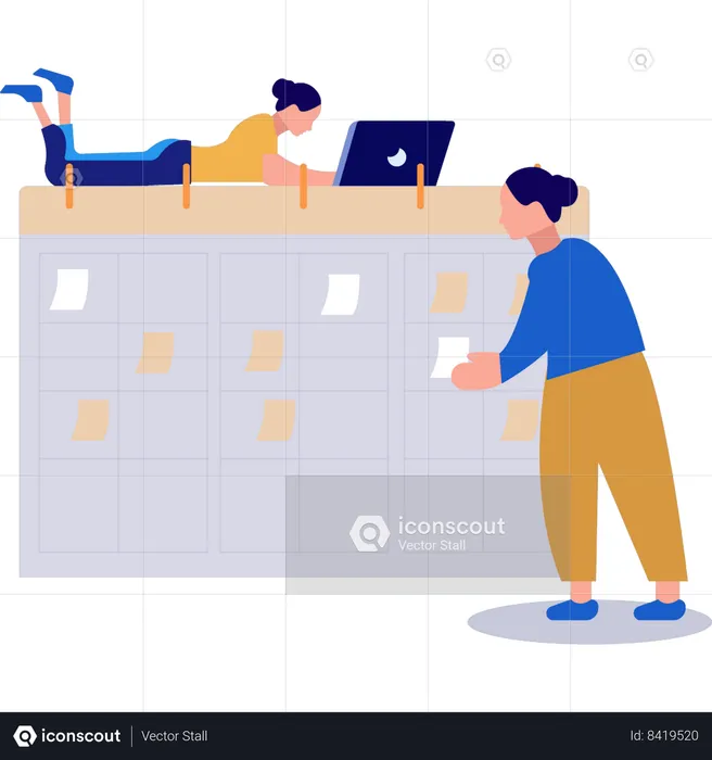 Employees are working with task reminders  Illustration