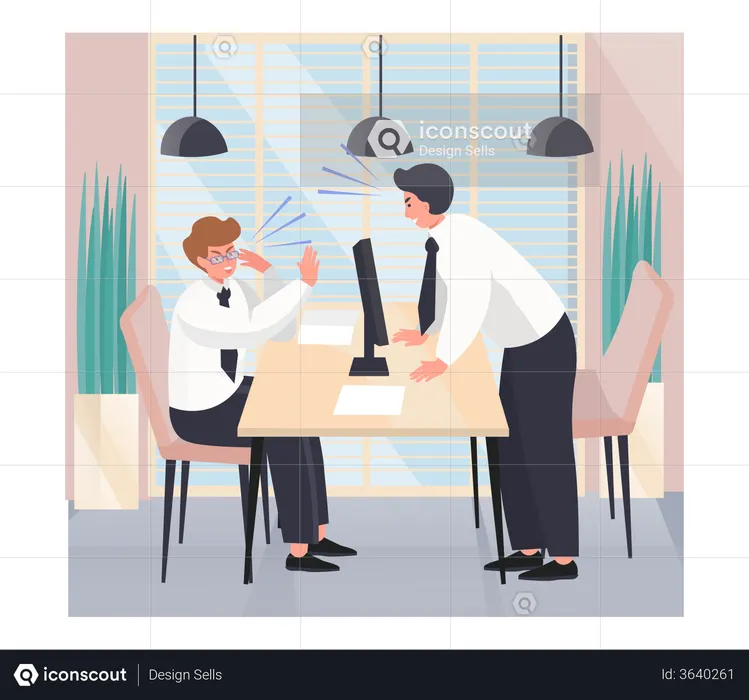 Employees Arguing Over Project Work  Illustration