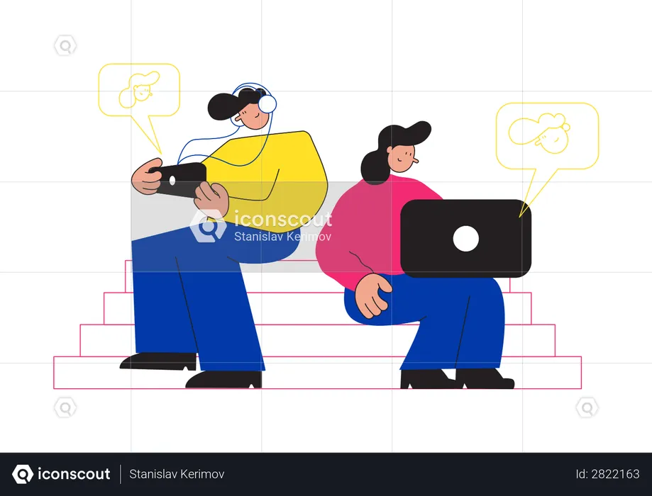 Employees attending online meeting  Illustration