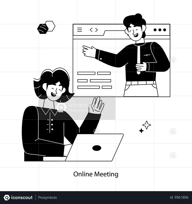 Employees Attending Online Meeting  Illustration