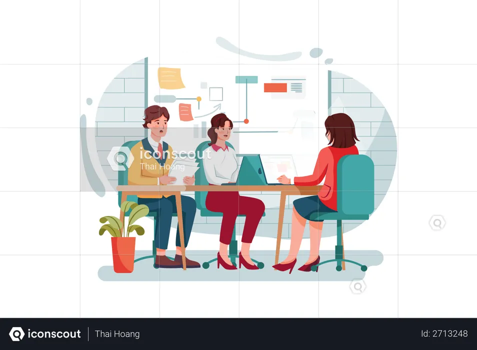 Employees busy in the office  Illustration