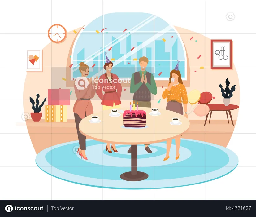Employees celebrating party at office  Illustration
