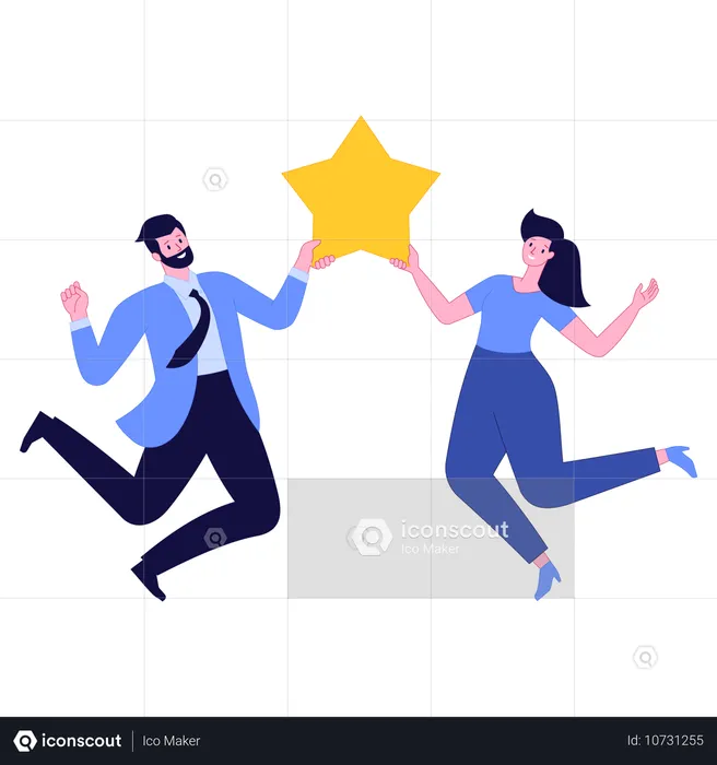 Employees discussing company reviews  Illustration