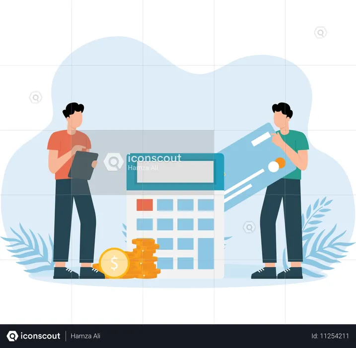 Employees doing company Budget Calculation  Illustration