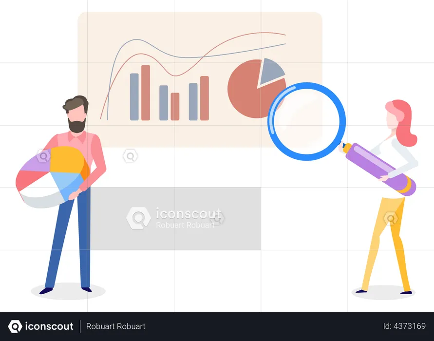 Employees doing data analysis  Illustration