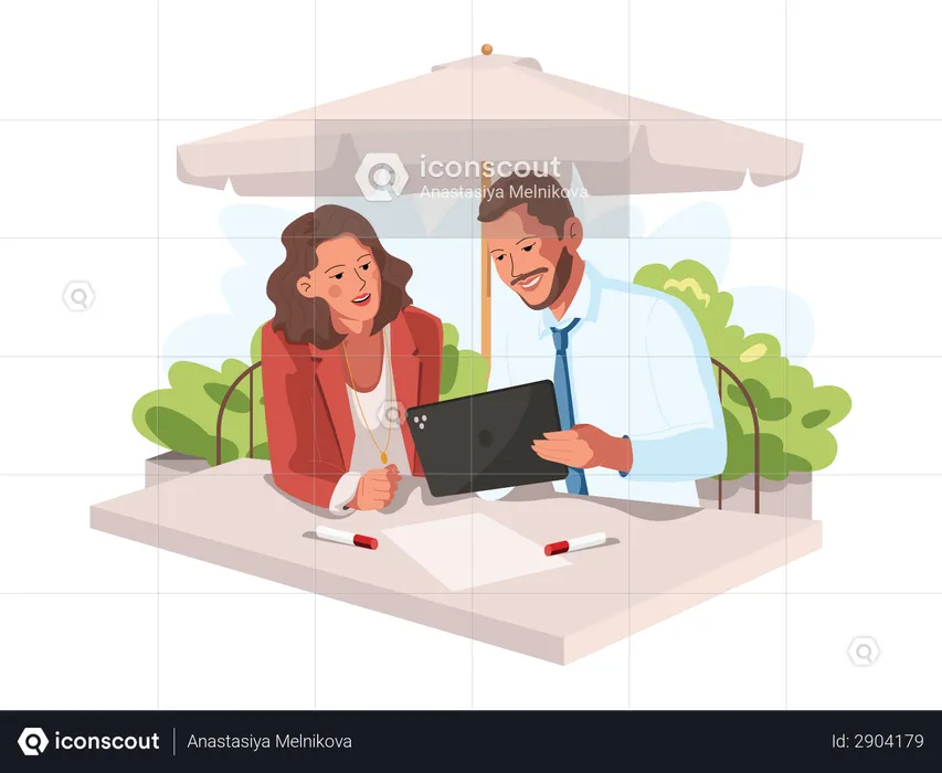 Employees doing discussion  Illustration