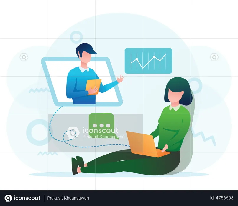 Employees doing online meeting  Illustration