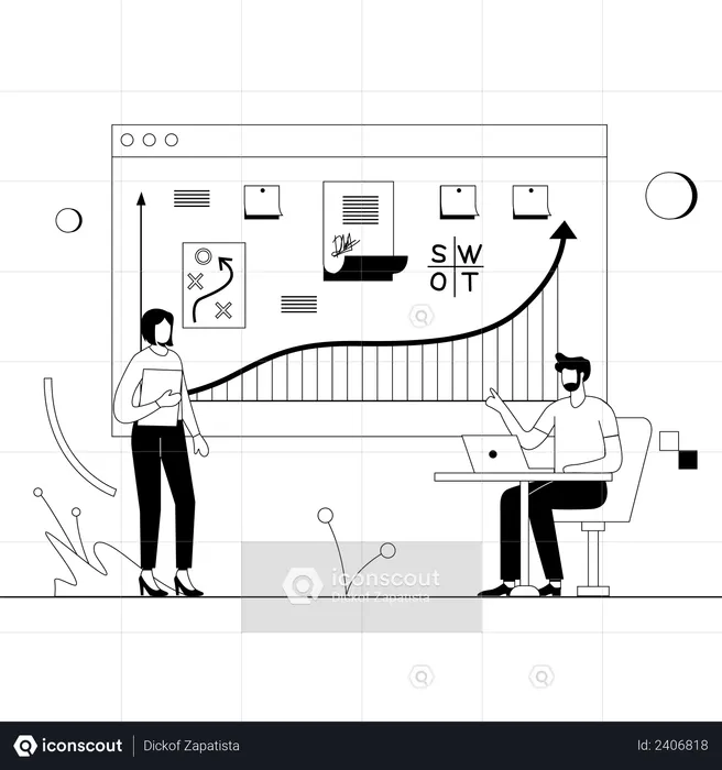 Employees doing Strategy Planning  Illustration