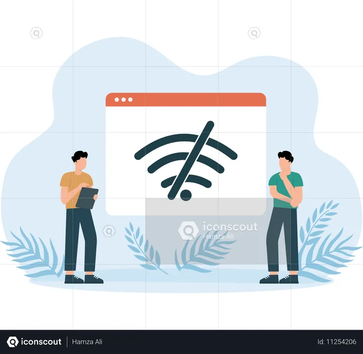 Employees facing no wi-fi connection  Illustration