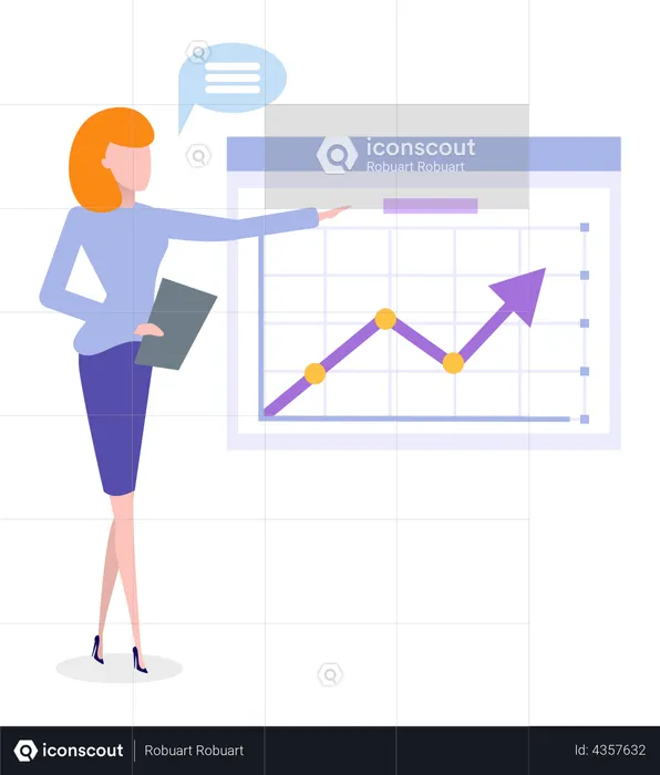 Employées présentant un tableau d'analyse des données  Illustration