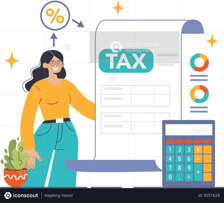 Employees fills tax report  Illustration