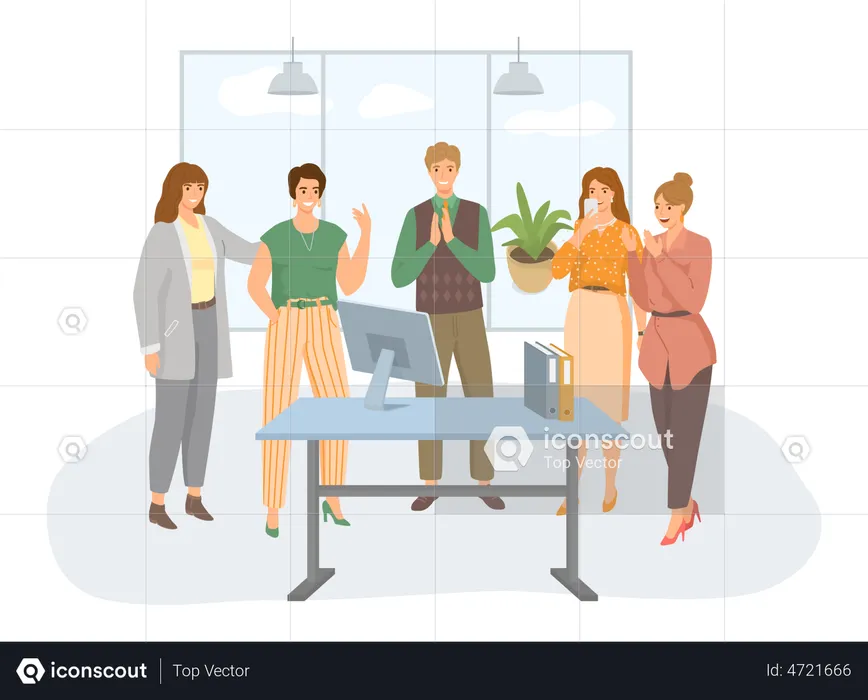 Employees getting work appraisal  Illustration