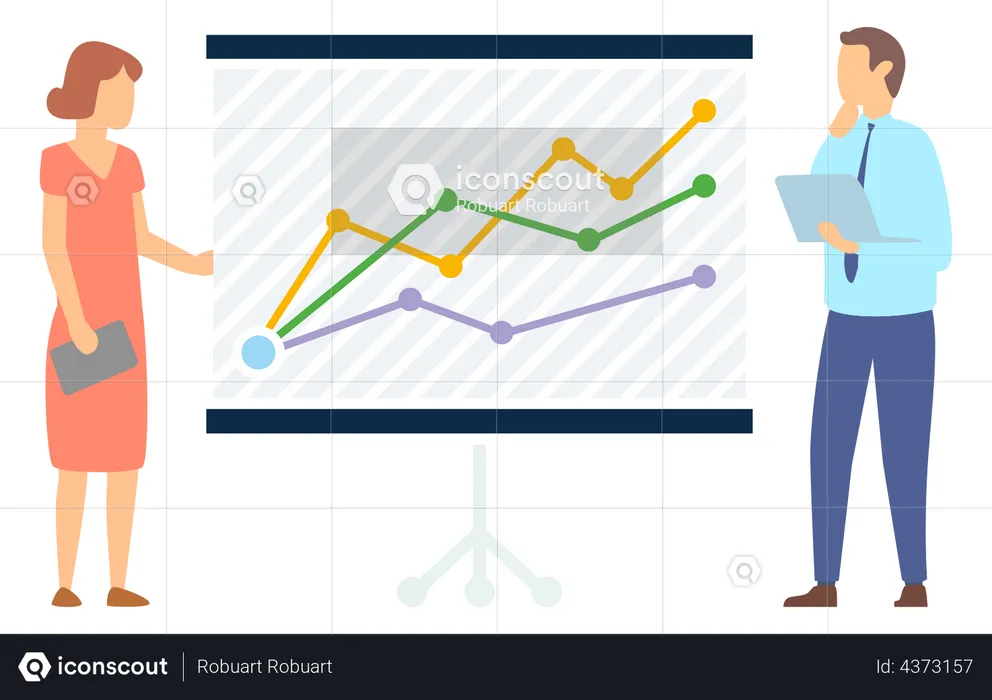 Employees giving business presentation  Illustration