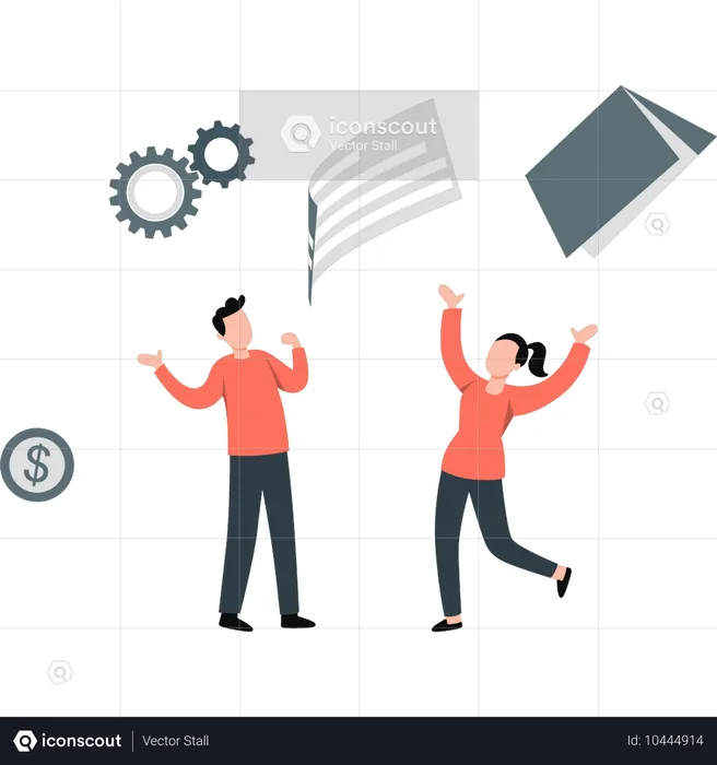 Employees happy on project completion  Illustration