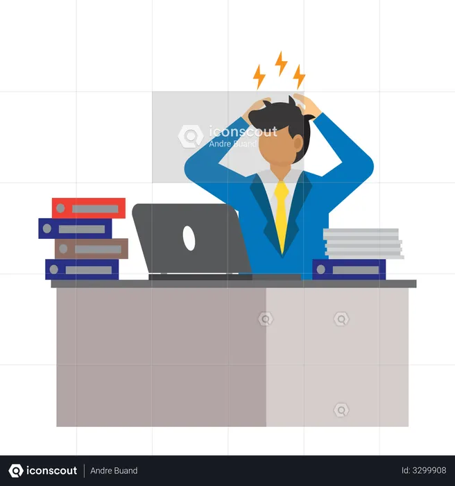 Employees have headaches because they are tired of working  Illustration