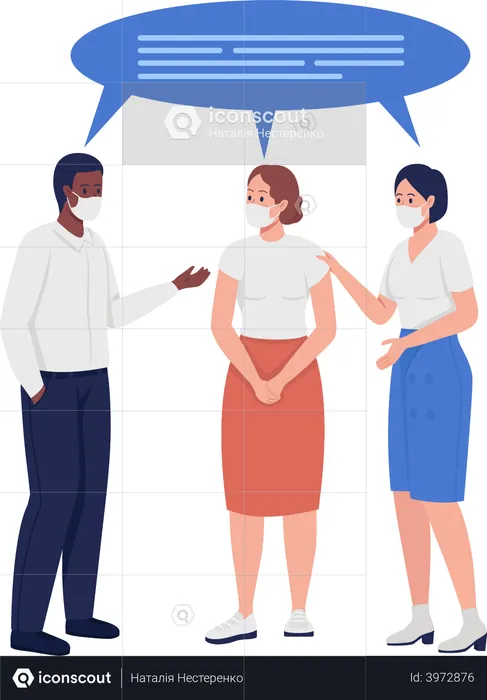 Employees in face masks  Illustration