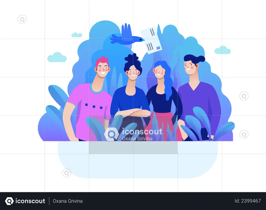 Employees information on company website  Illustration