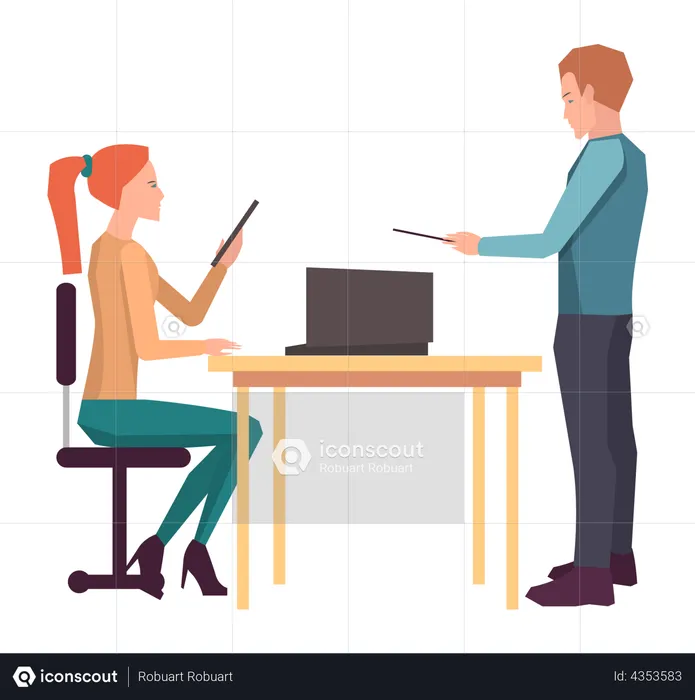 Employees talking at the office  Illustration