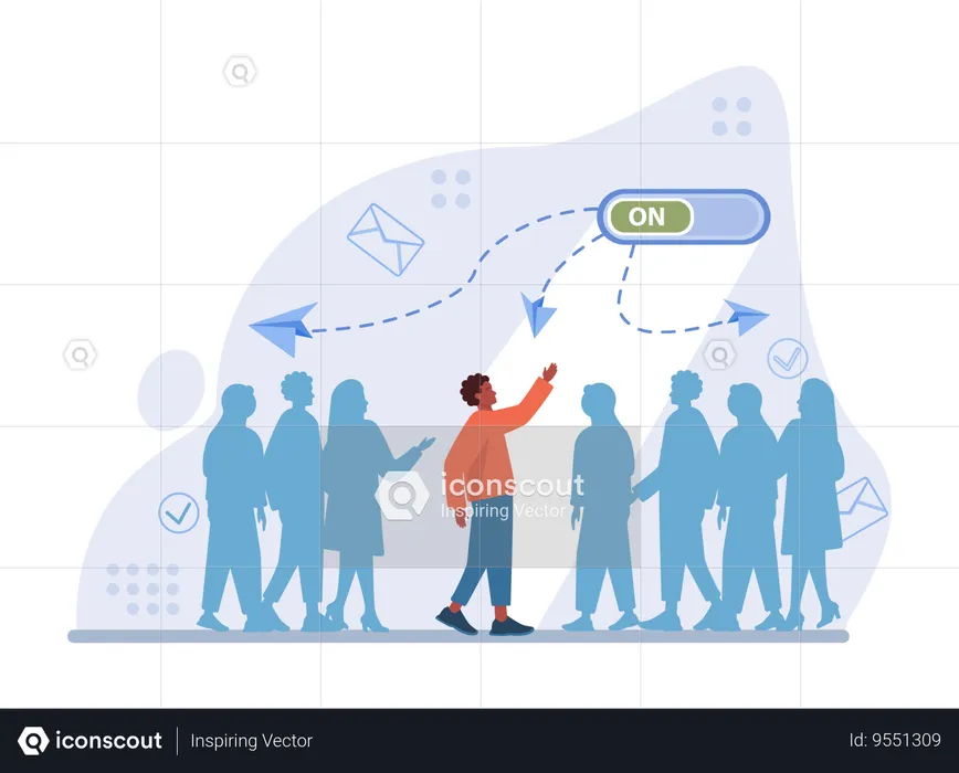 Employees toggles on their internet to join online meeting  Illustration