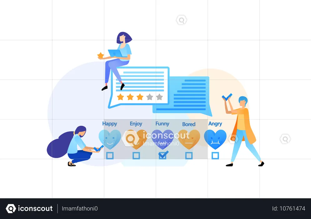 Employees viewing customer ratings  Illustration