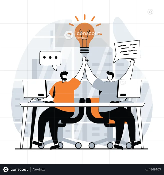 Employees with idea  Illustration