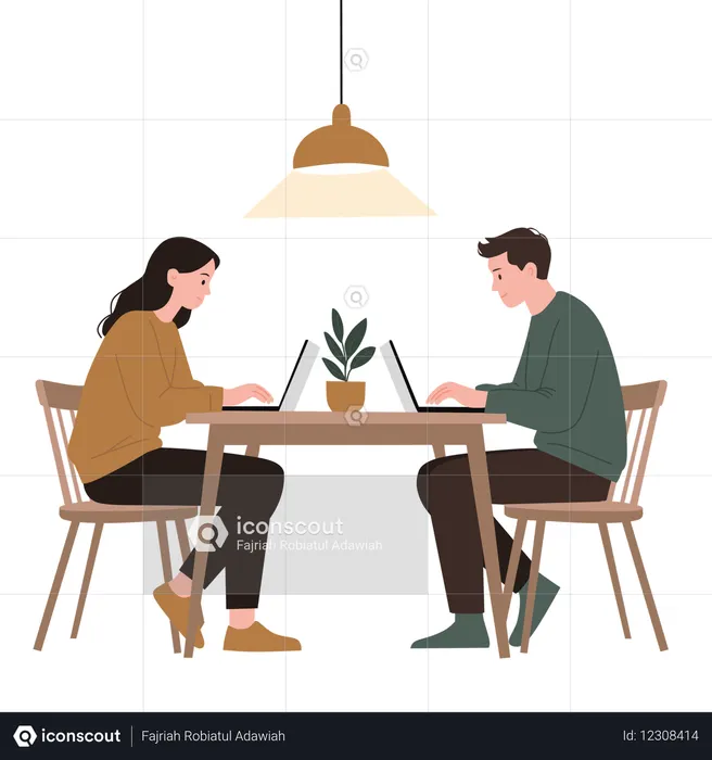 Employees work from remote places  Illustration