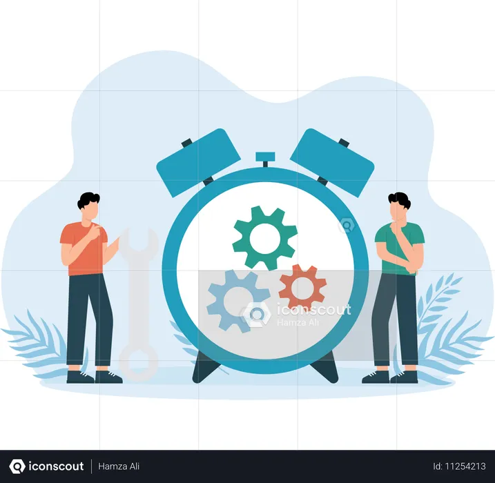 Employees work on business management  Illustration