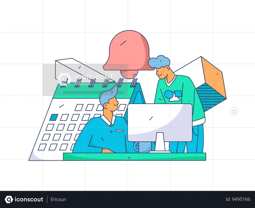 Employees work on task schedule  Illustration