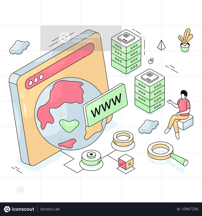 Employees work on web domain  Illustration